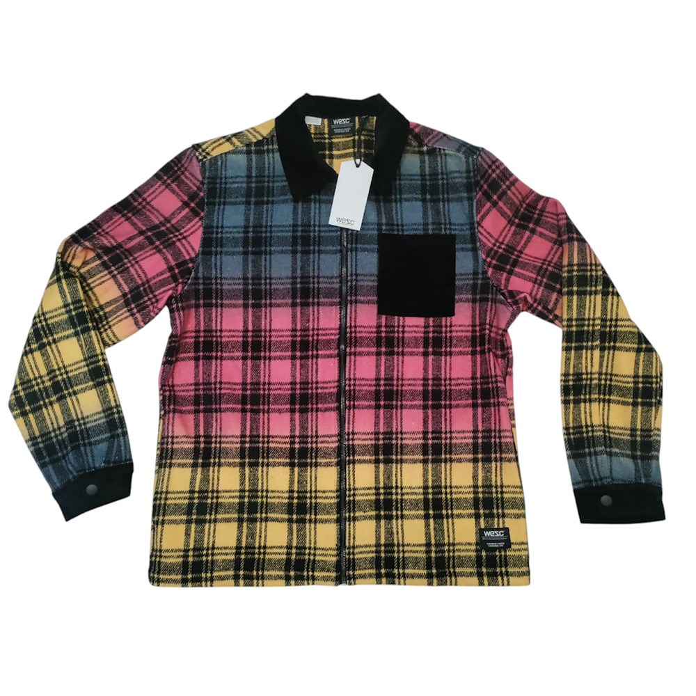 WeSC Full Zip Shirt Jacket Nick Plaid Unisex Men's Large / Women's XL / 5 NWT